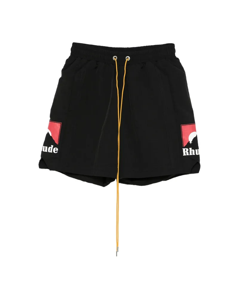 RHUDE Logo-detail Shorts Black