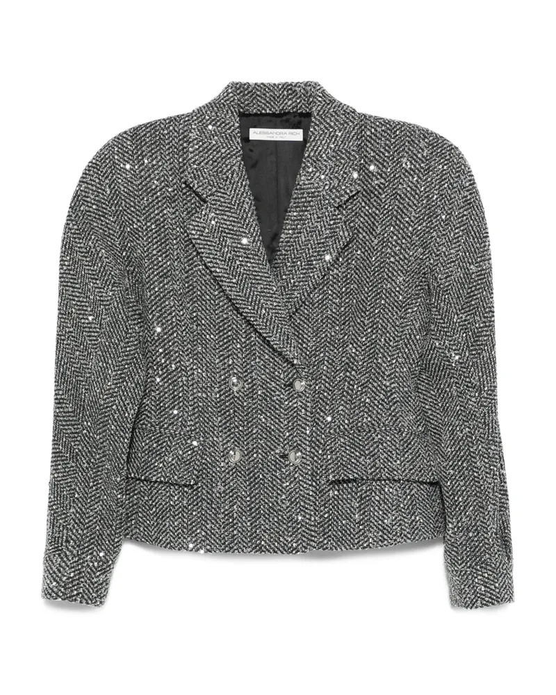 Alessandra Rich Sequin-embellished Herringbone Jacket Grey