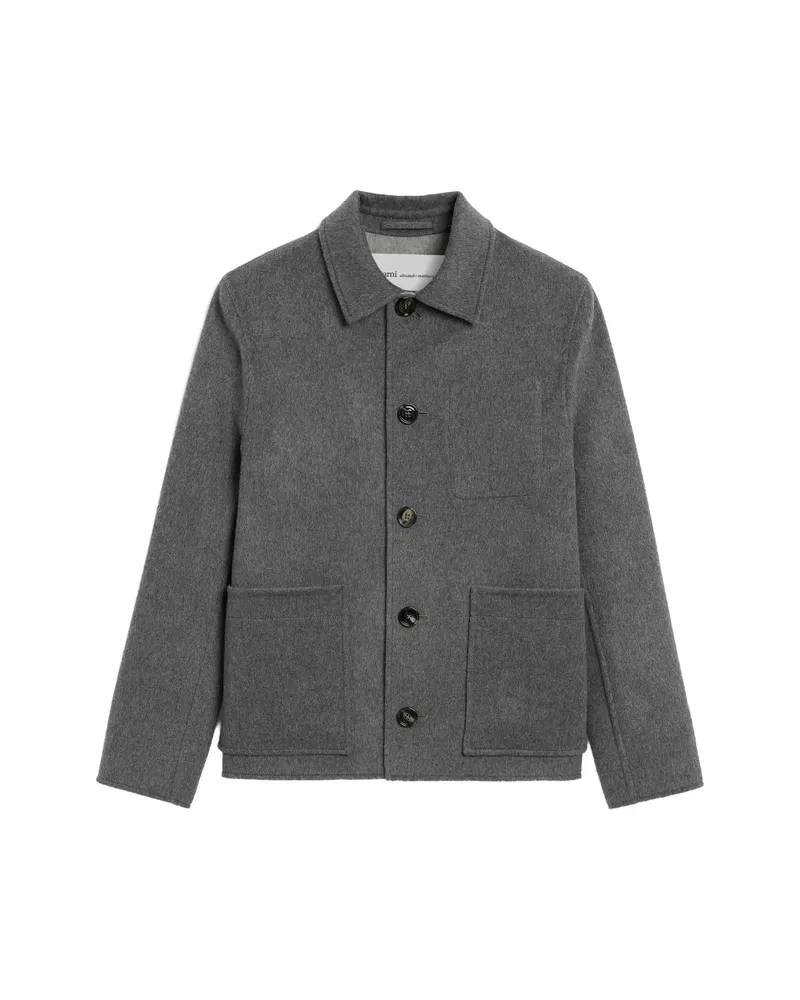 AMI Paris Button-down Wool And Cashmere Jacket Grey