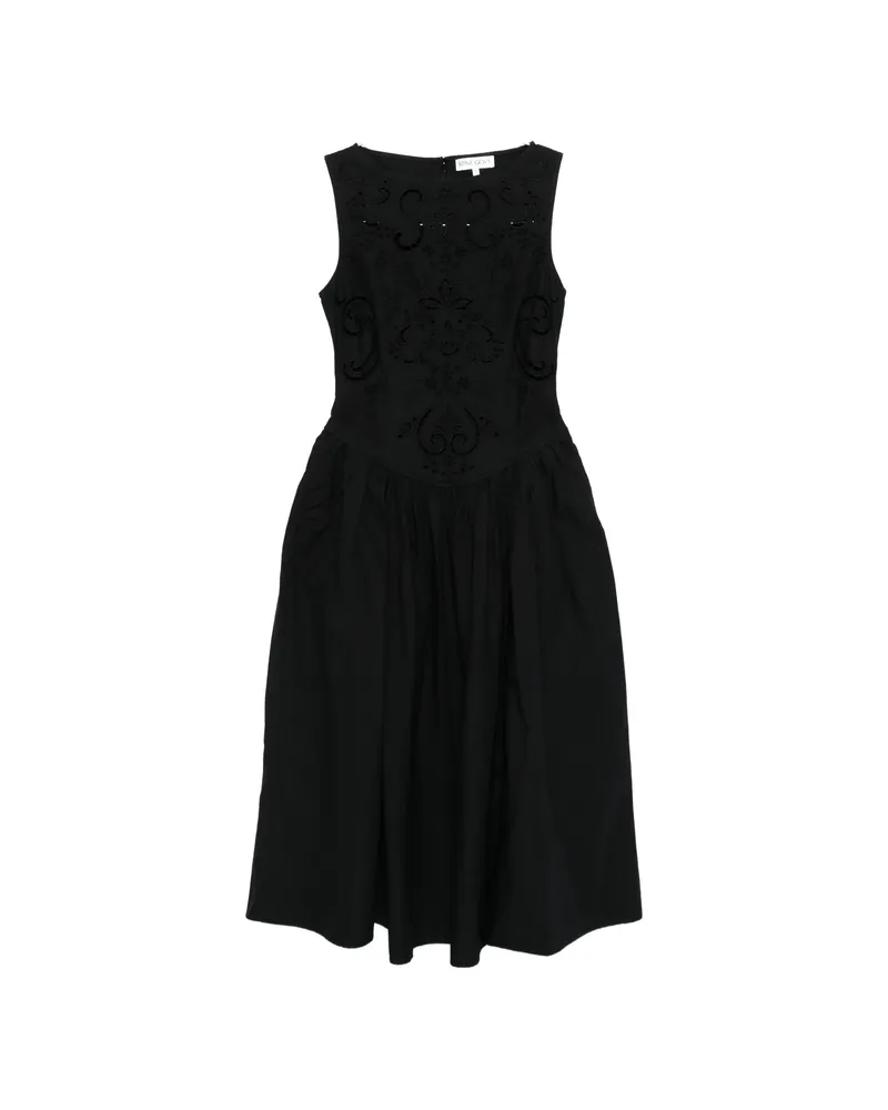 Stine Goya Floral-embroidered Midi Dress Black