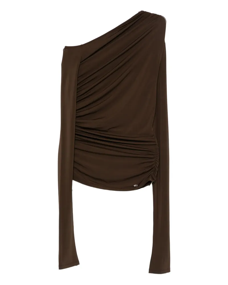 Amiri One-shoulder Ruched Top Brown