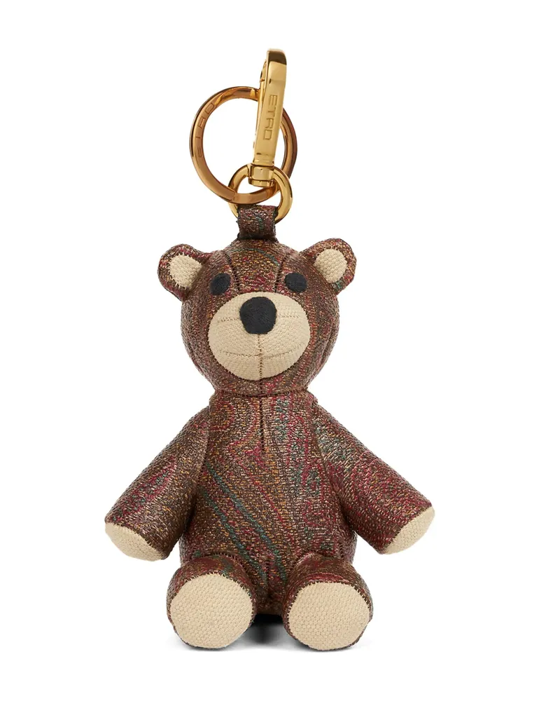 Etro Bear Charm Keychain Brown