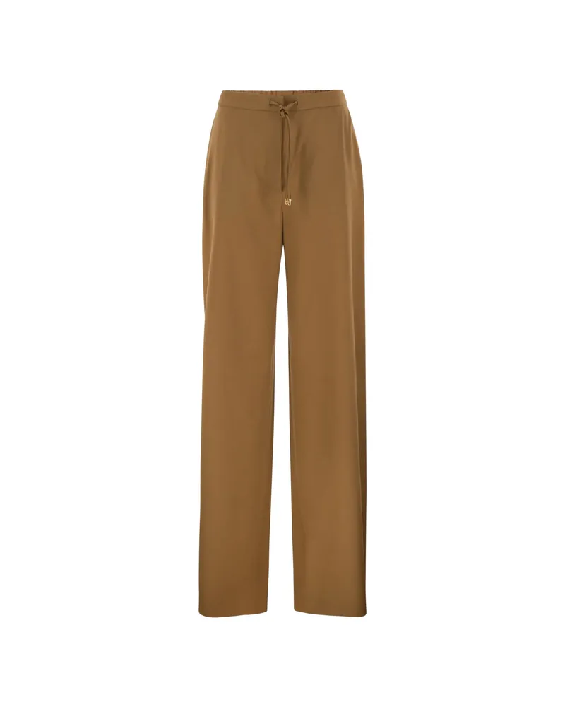 Max Mara Drawstring Wide-leg Trousers Brown