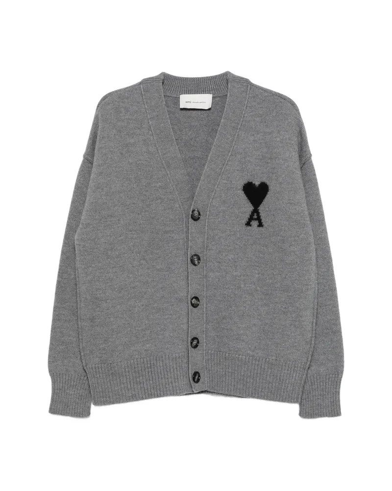 AMI Paris Ami De Coeur Buttoned Cardigan Grey