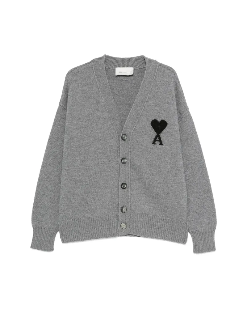 AMI Paris Ami De Coeur V-neck Cardigan Grey