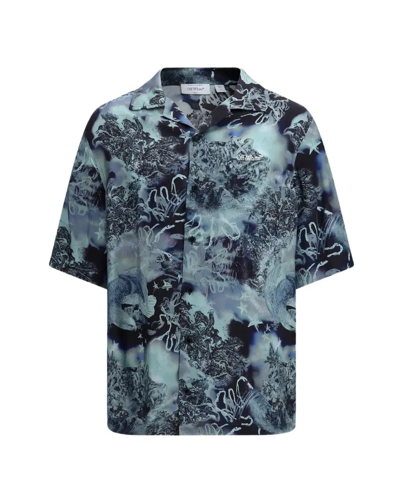 OFF-WHITE Printed Bowling Shirt Blue