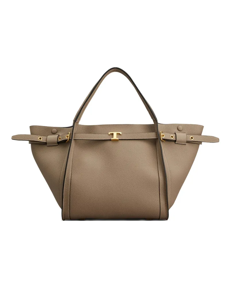 TOD'S Buckle Strap Tote Bag Neutrals
