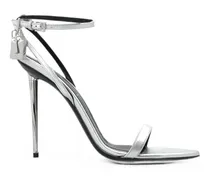 Laminated Nappa Leather Padlock Pointy Naked Sandals