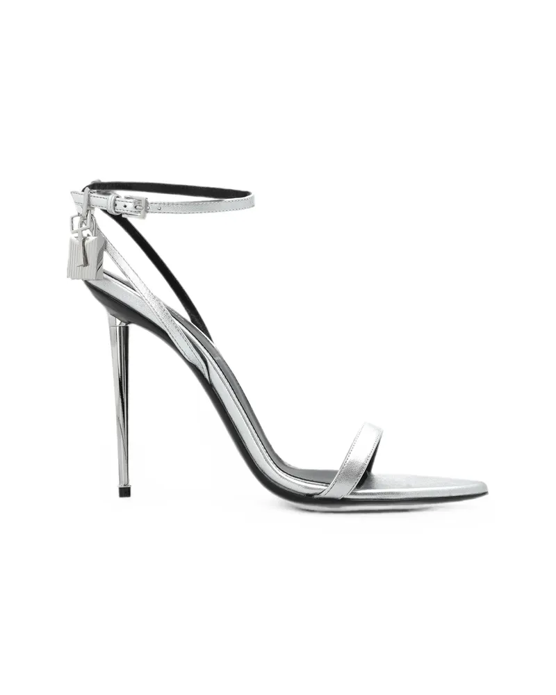 Tom Ford Padlock-detail Metallic Sandals Silver
