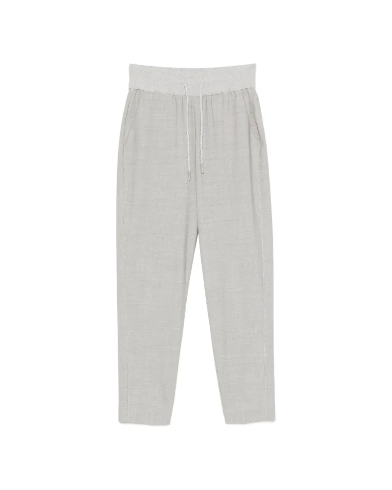 PANICALE Cashmere Drawstring Straight-leg Trousers Grey