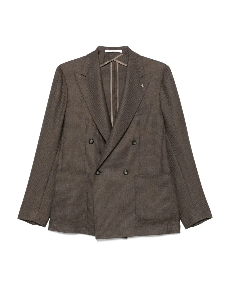 Tagliatore Wool Double-breasted Blazer Brown