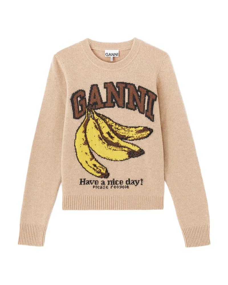 Ganni Graphic-print Sweater Neutrals