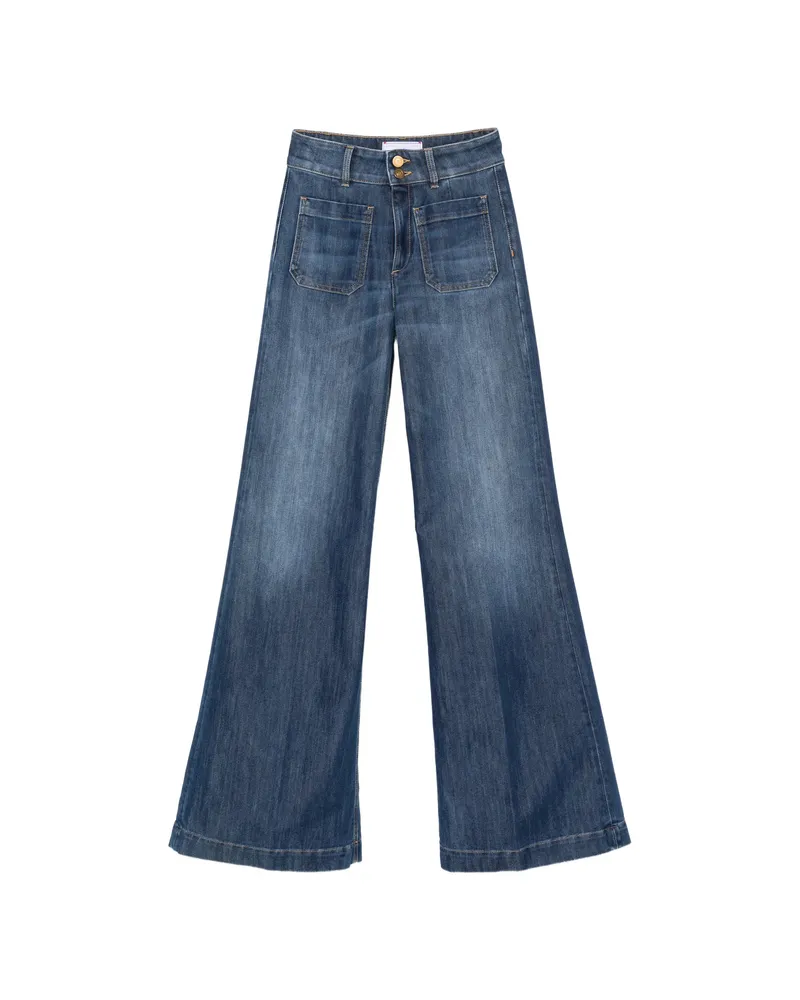 Seafarer Patch-pocket Wide-leg Jeans Blue