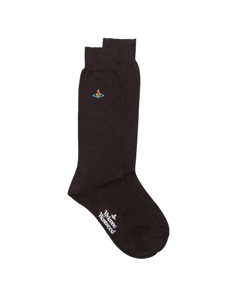 Vivienne Westwood Orb-embroidery Socks Brown