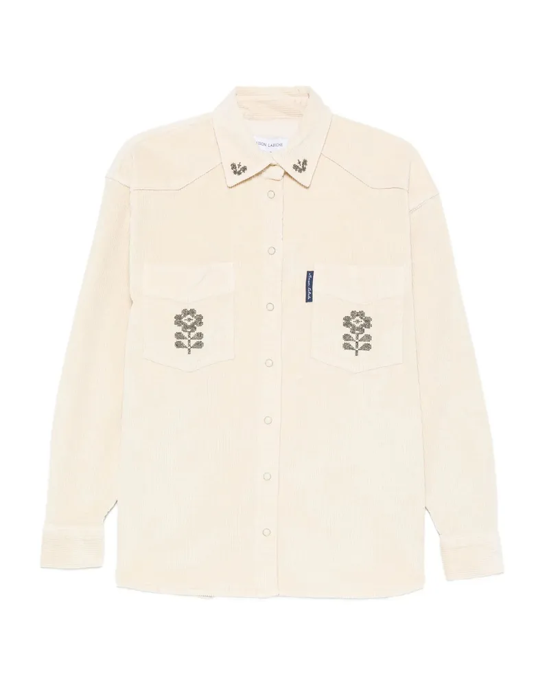 Maison Labiche Embroidered Corduroy Shirt Neutrals