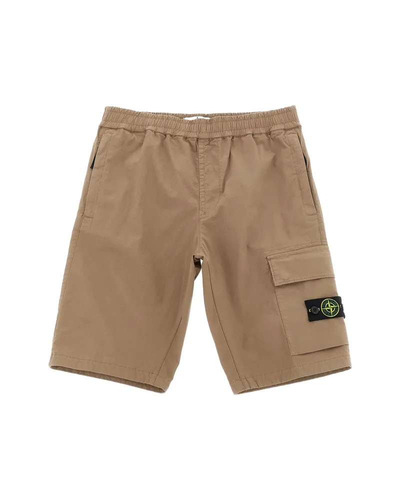 Stone Island Logo-badge Cotton Cargo Shorts Neutrals