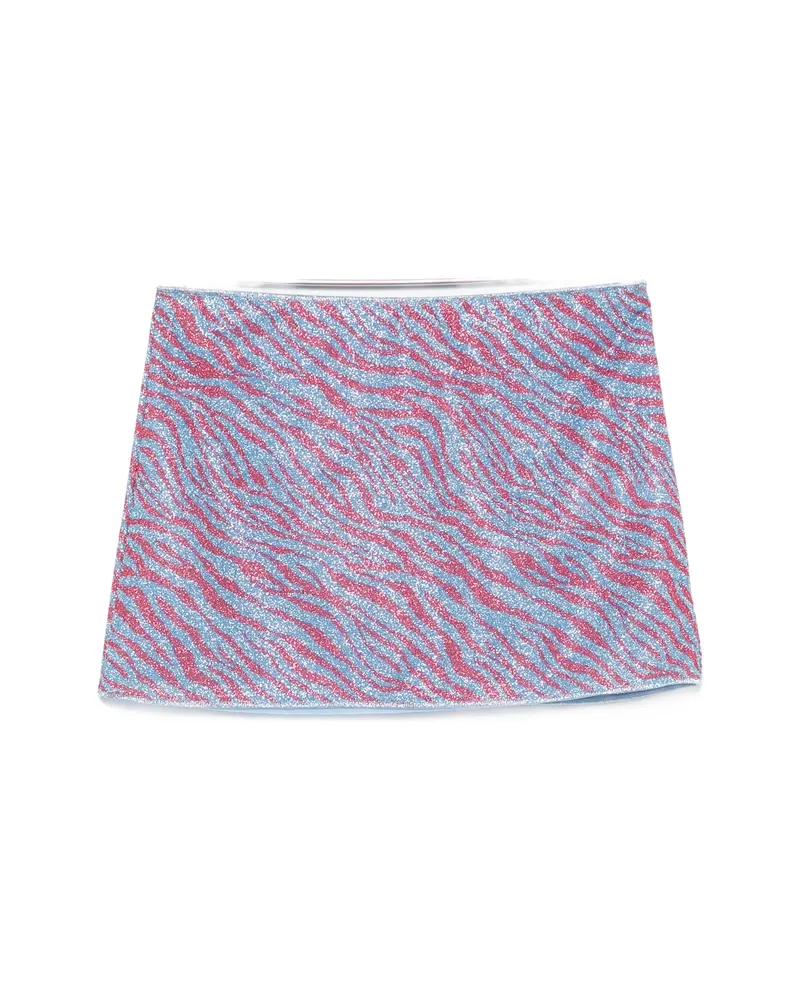 Oséree Animalier Zebra-print Mini Beach Skirt Blue