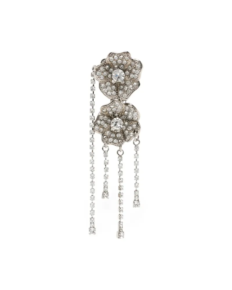 Alessandra Rich Crystal-embellished Floral-motif Earrings Silver
