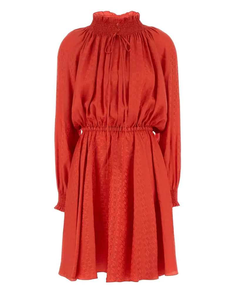 Fendi Gathered Mini Dress Red