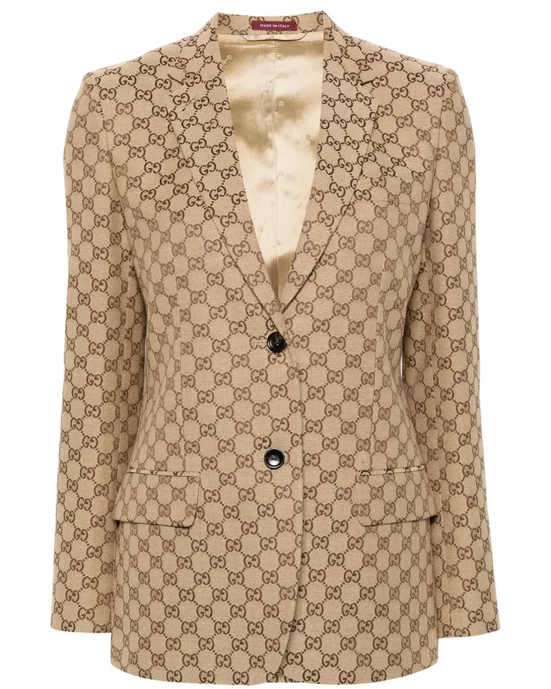 Gucci GG Canvas Single-breasted Blazer Neutrals