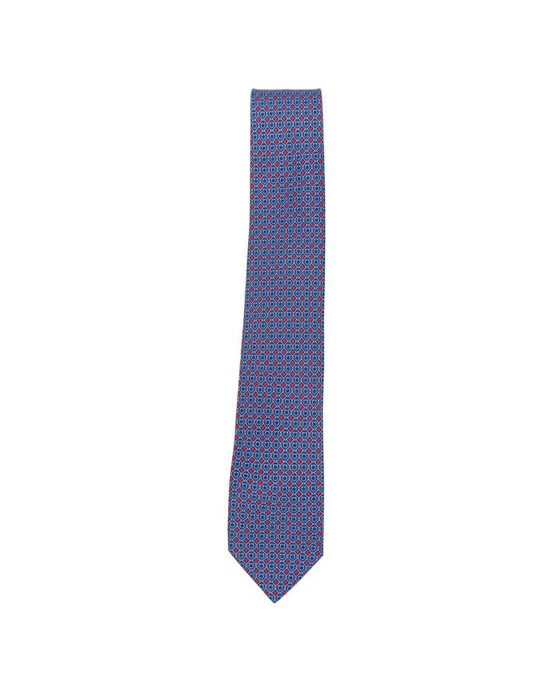 Ferragamo Corona Gancini Heart-print Tie Blue