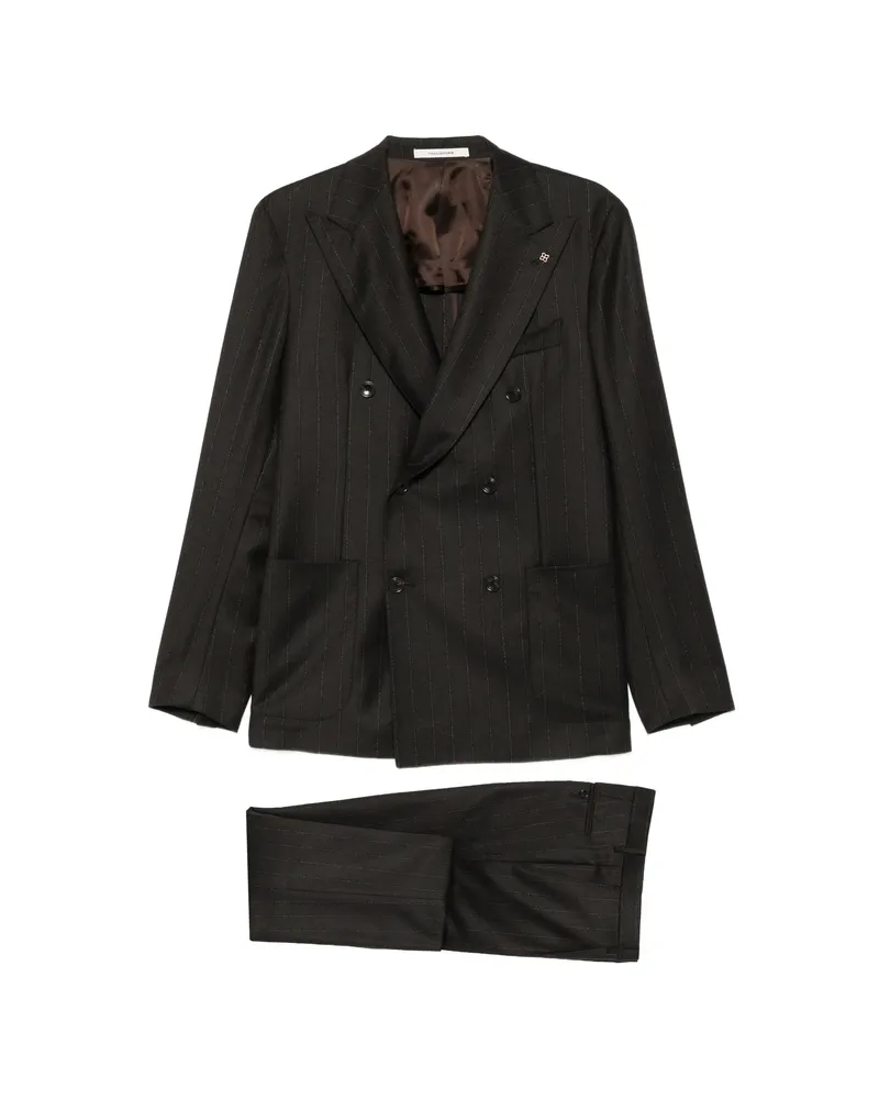 Tagliatore Stripe-pattern Double-breasted Suit Black