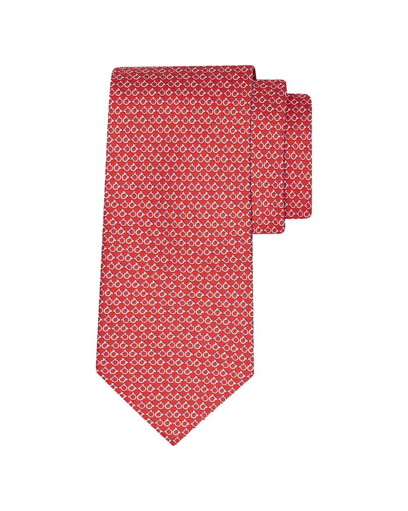 Ferragamo Gancini-print Tie Red
