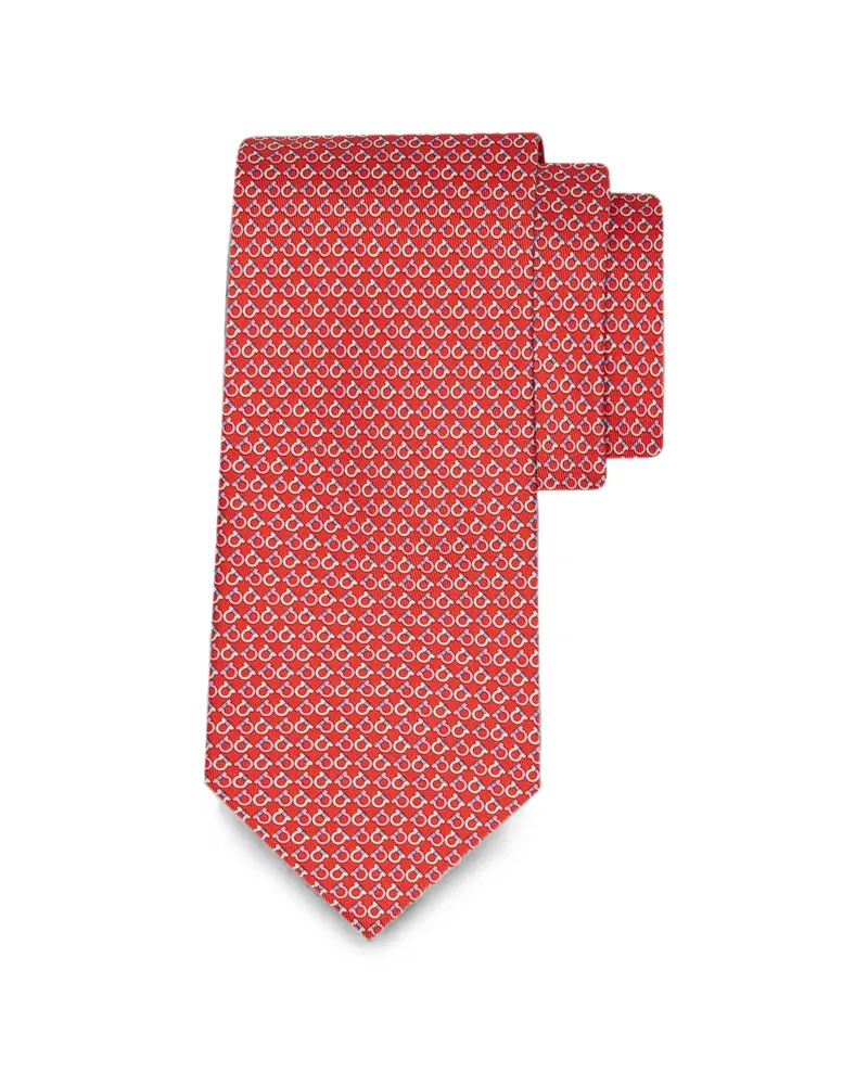 Ferragamo Gancini-print Tie Red
