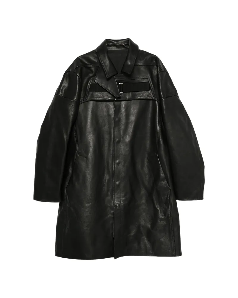 Rick Owens 2 Piece Mac Leather Longline Coat Black