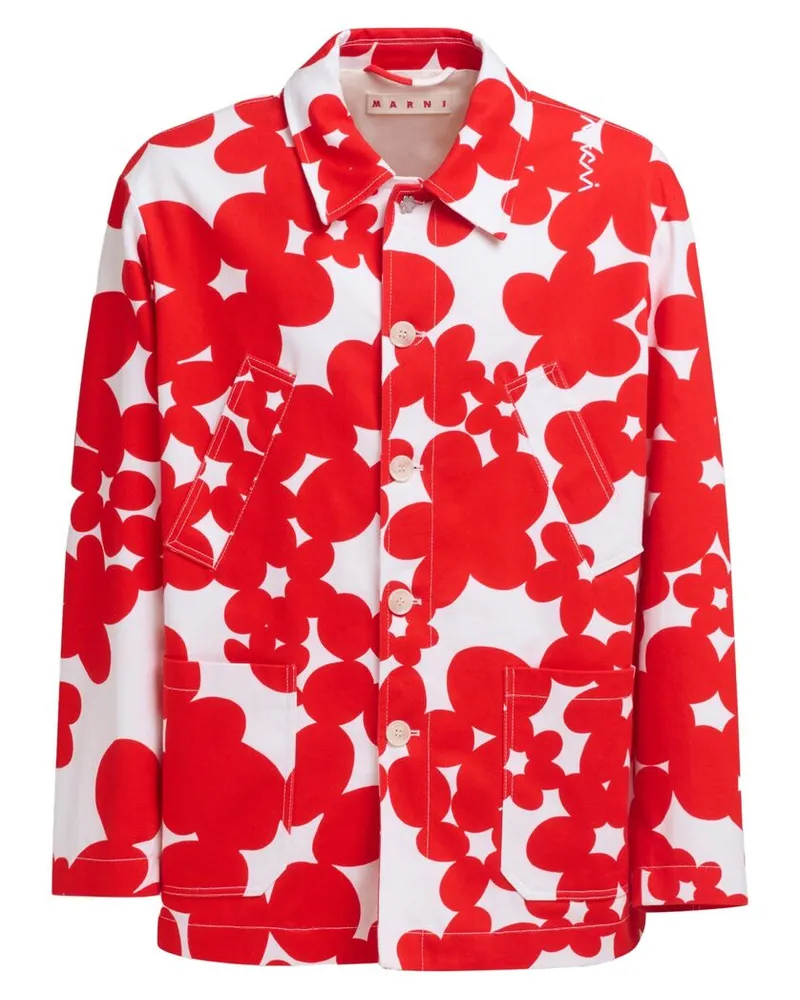 Marni Floral-print Cotton Jacket Red