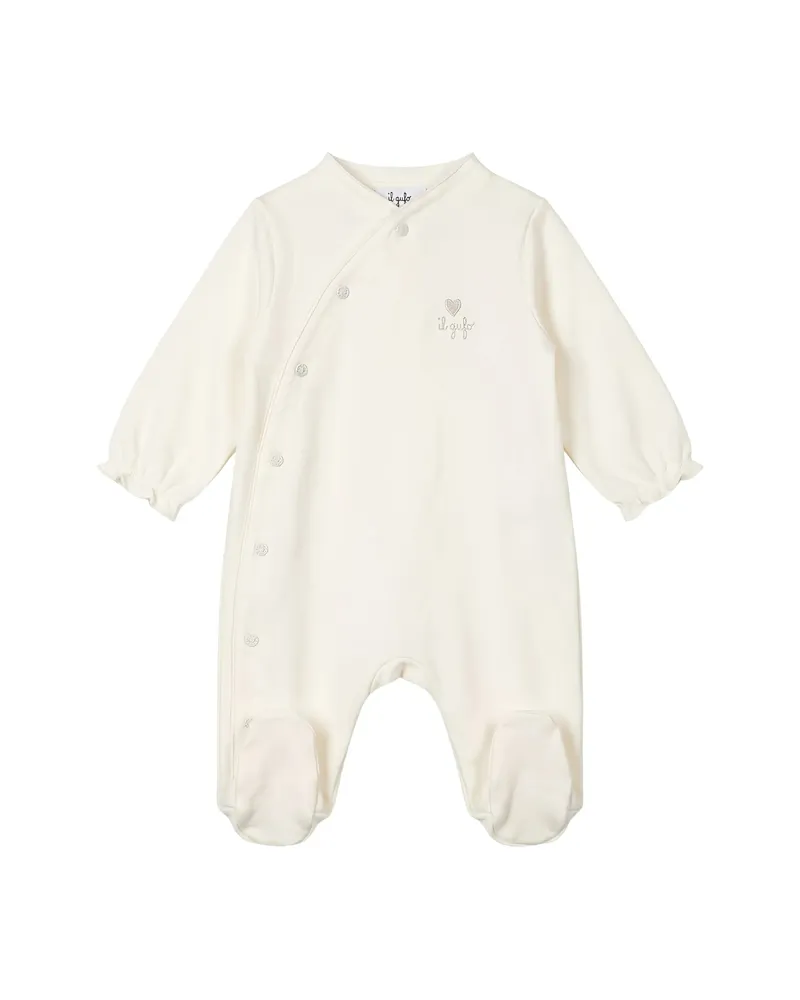 Il Gufo Logo-embroidered Ruffled-cuff Pajamas Neutrals