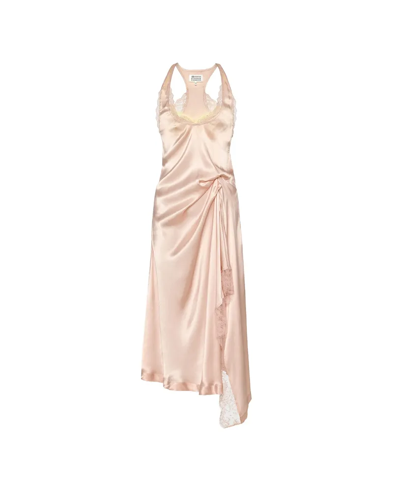Maison Margiela Lace-trim Asymmetric Midi Dress Pink