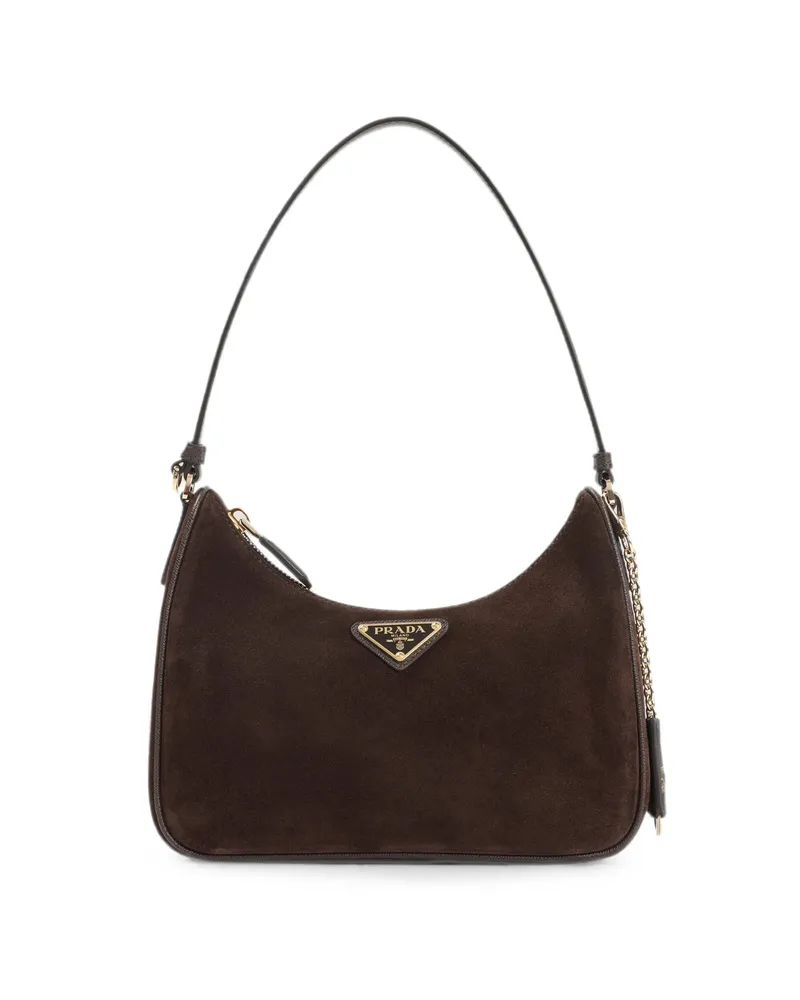Prada Re-Edition 2005 Suede Tote Bag Brown