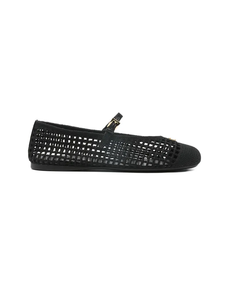 Prada Openwork Ballet Flats Black