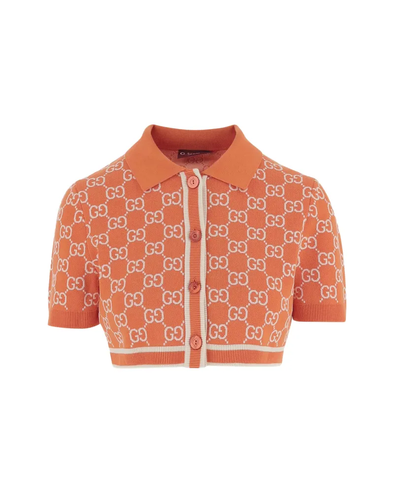 Gucci Patterned Collared Shirt Orange