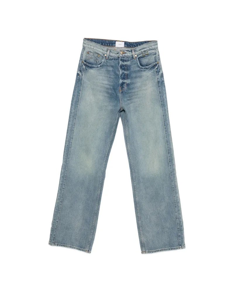 RHUDE Washed-effect Straight Jeans Blue
