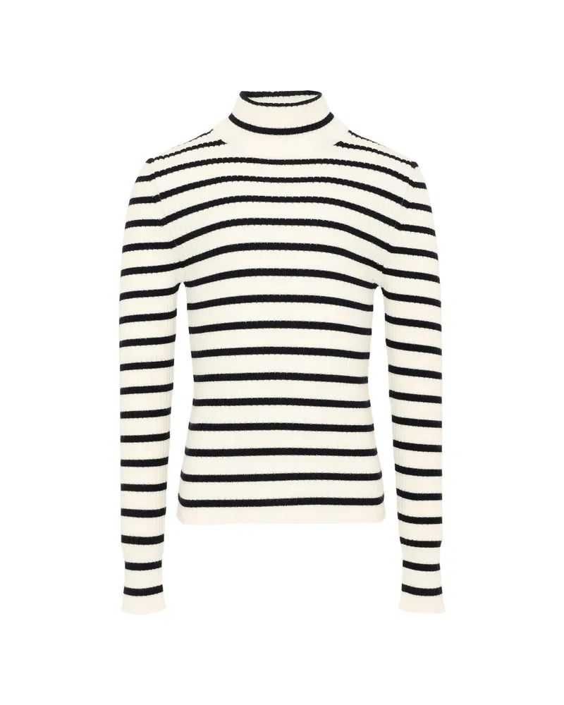 Fendi Striped Ribbed-knit Sweater Neutrals