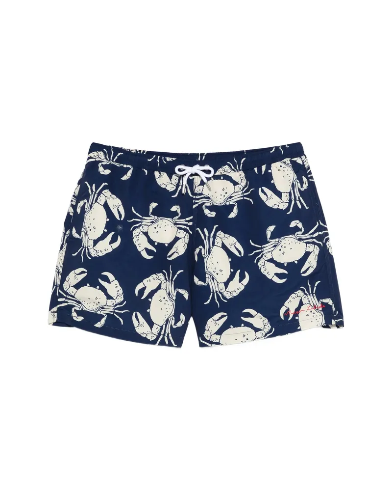 Maison Labiche Crab-print Swim Shorts Blue