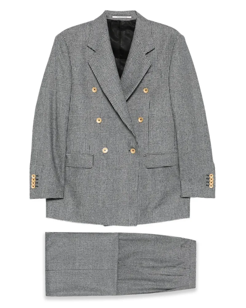 Tagliatore Plaid-pattern Double-breasted Suit Black