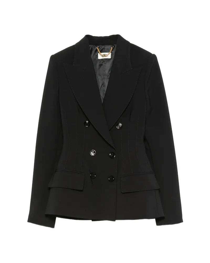 Elisabetta Franchi Double-breasted Peaked-lapel Blazer Black