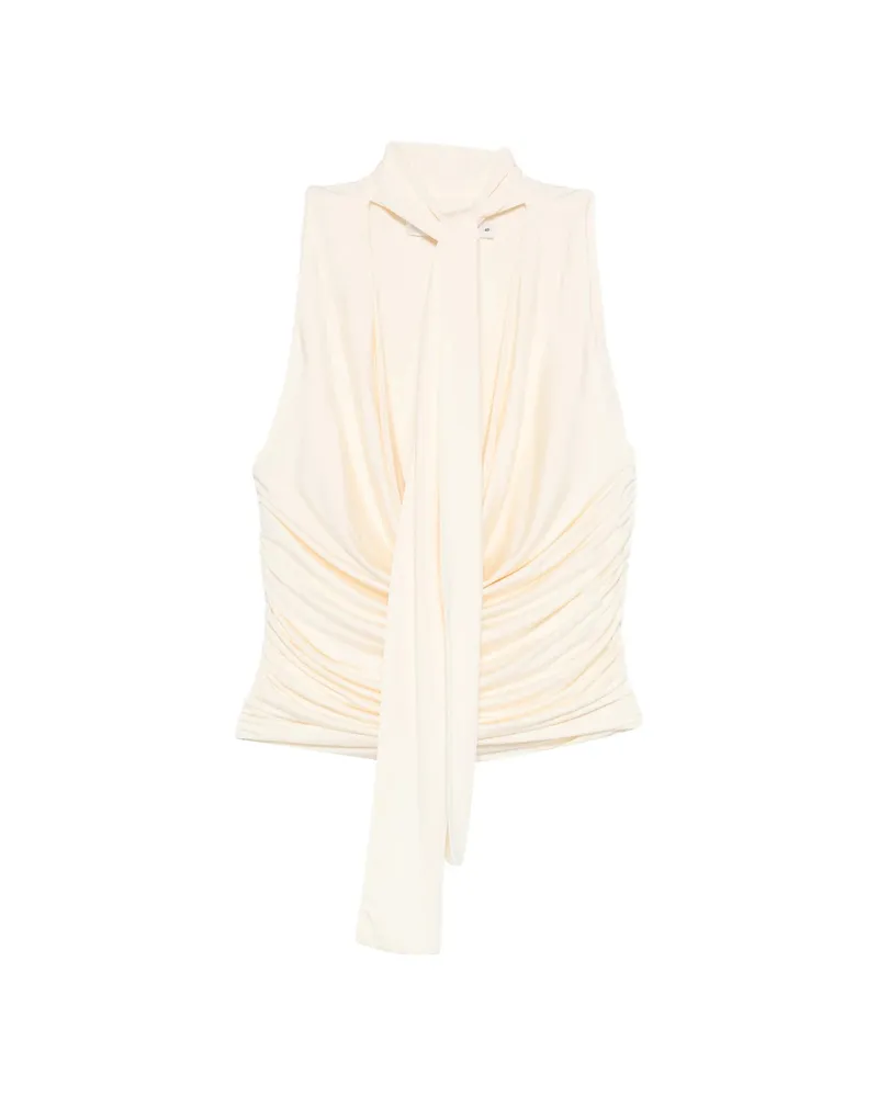 Aya Muse Self-tie Draped Top Neutrals