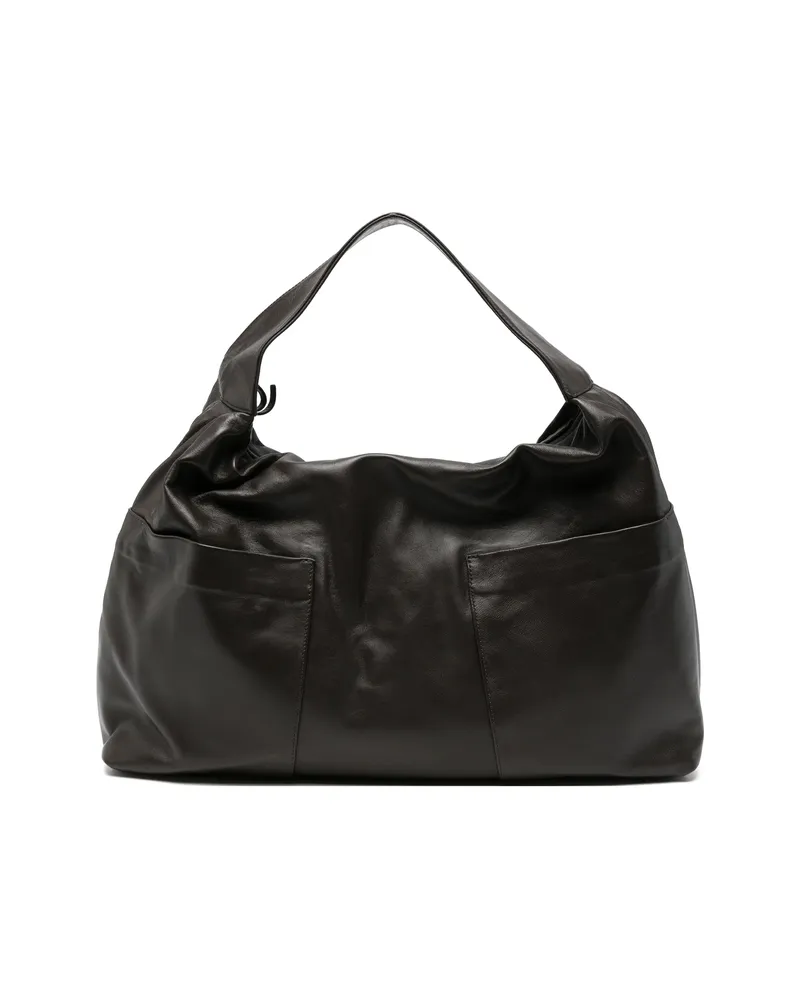 GIMAGUAS Maxi Sacco Panelled Leather Shoulder Bag Brown