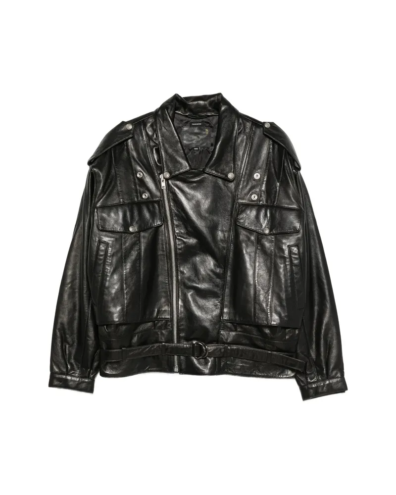 R13 Boyfriend Leather Moto Jacket Black