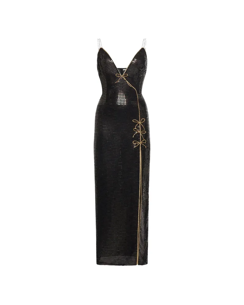 Alessandra Rich Sequin-embellished Bow-detail Dress Black