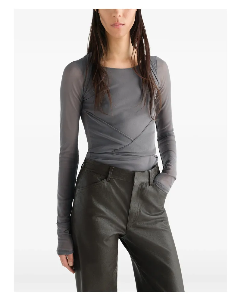 Christophe Lemaire BALLERINA WRAP TOP IN MESH JERSEY Grey