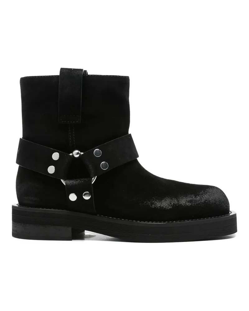 3JUIN Steve Buckle-strap Suede Boots Black