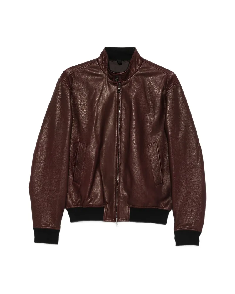 Tagliatore Ice Pebbled Leather Jacket Brown