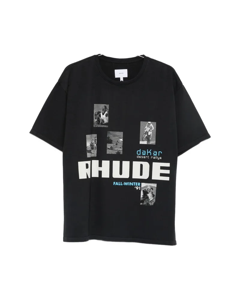 RHUDE Logo-print Graphic-print T-shirt Black
