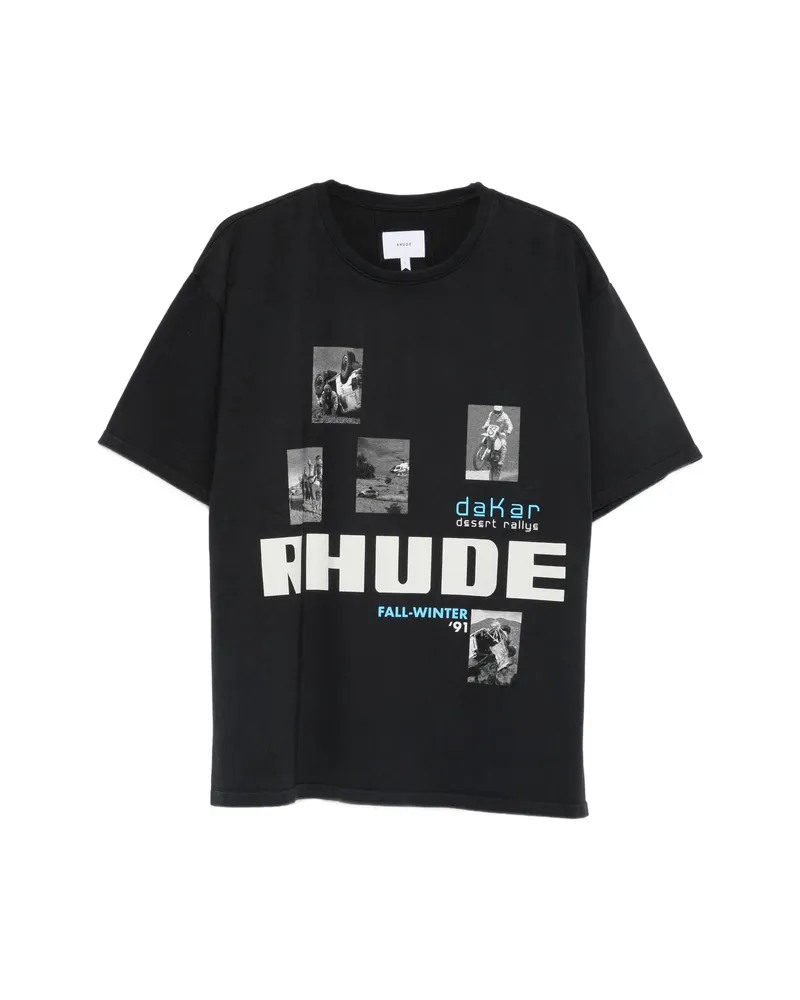 RHUDE Logo-print Graphic-print T-shirt Black