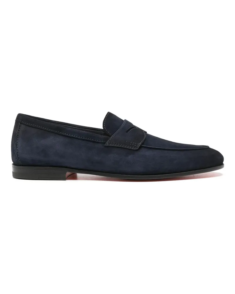 Santoni Penny-slot Suede Loafers Blue